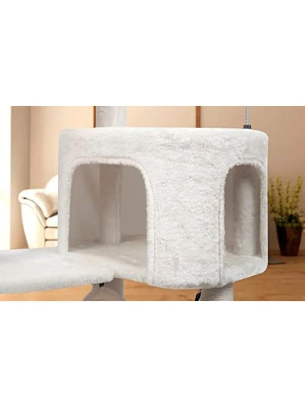 Cozy 39.4'' Cat Tree with Condo & Spacious Hammock - Beige Pet Furniture